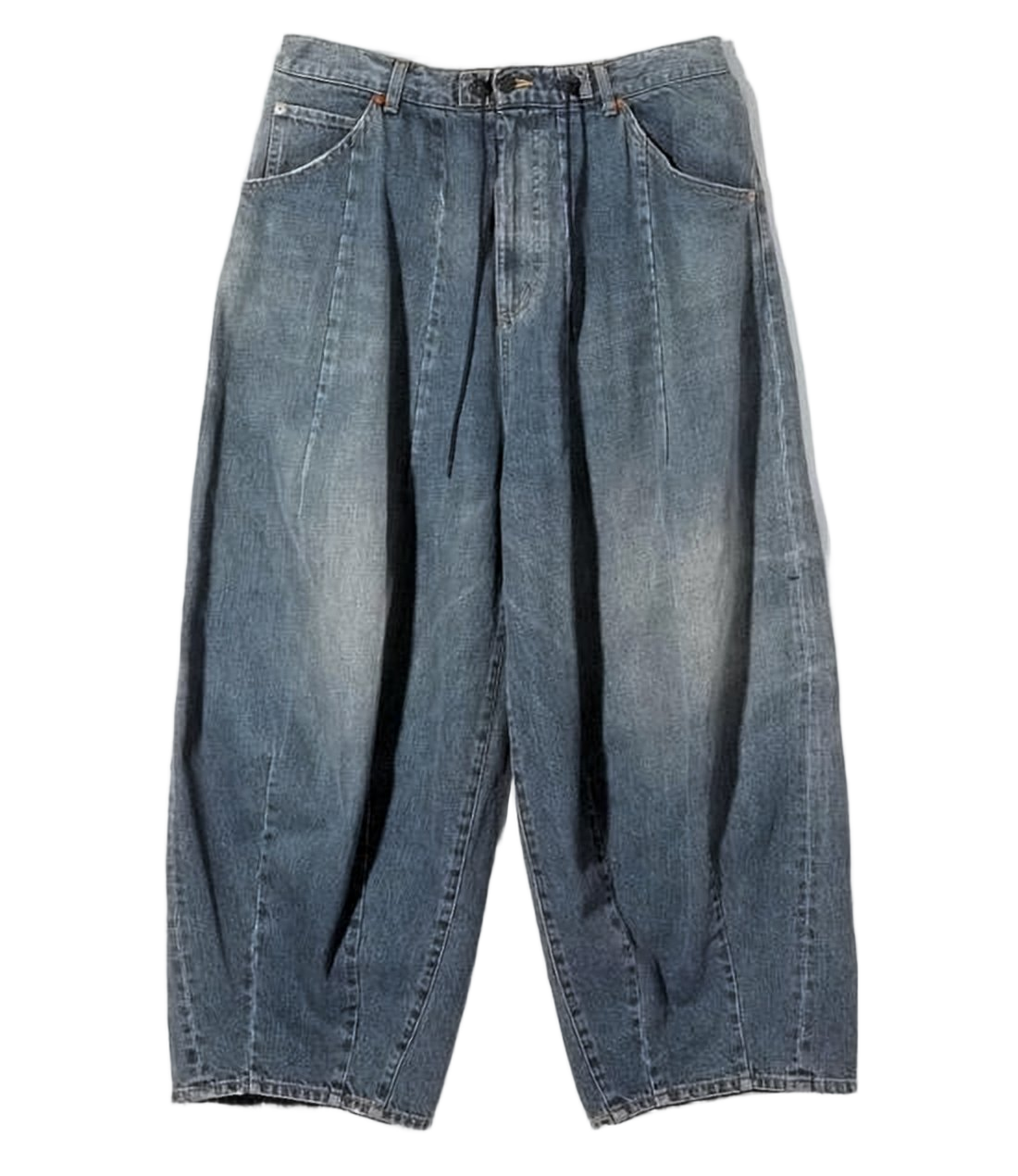 Relaxed Straight-Leg Denim Pants with Drawstring Waist