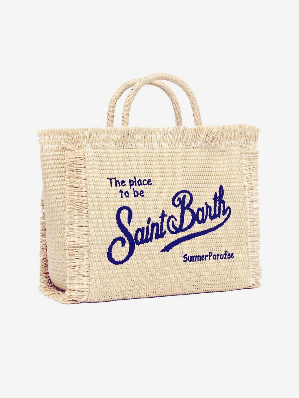Rectangular Woven Tote Bag with Fringed Edges