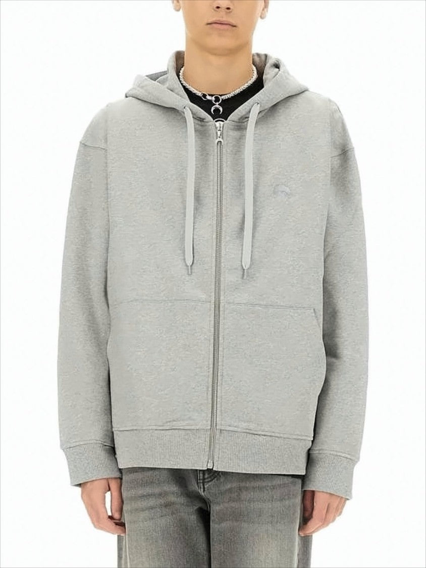 Relaxed Fit Grey Hoodie With Adjustable Hood And Zip Closure