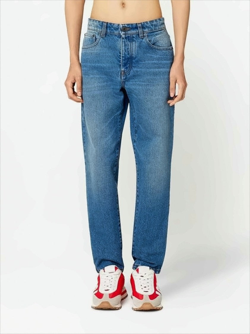 Classic Straight-Leg Denim Pants with Subtle Fading