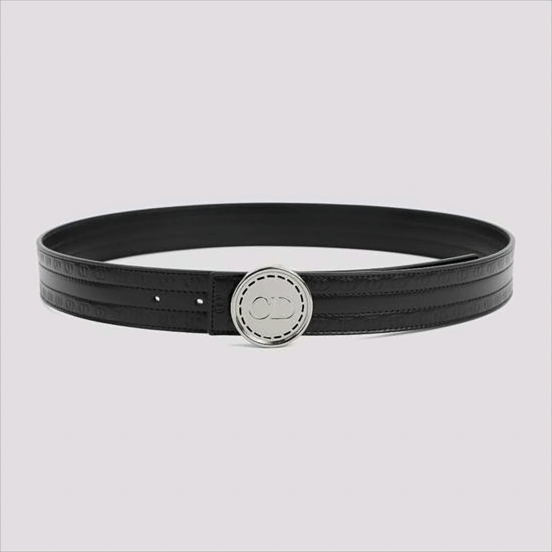 Leather Belt with Engraved Silver Buckle