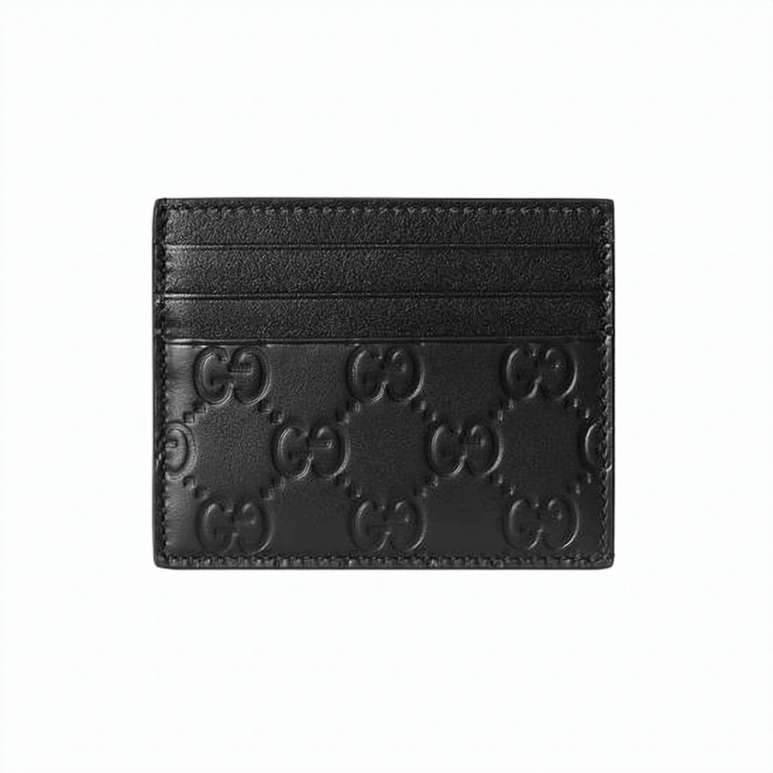 Embossed Leather Cardholder with Interlocking Pattern