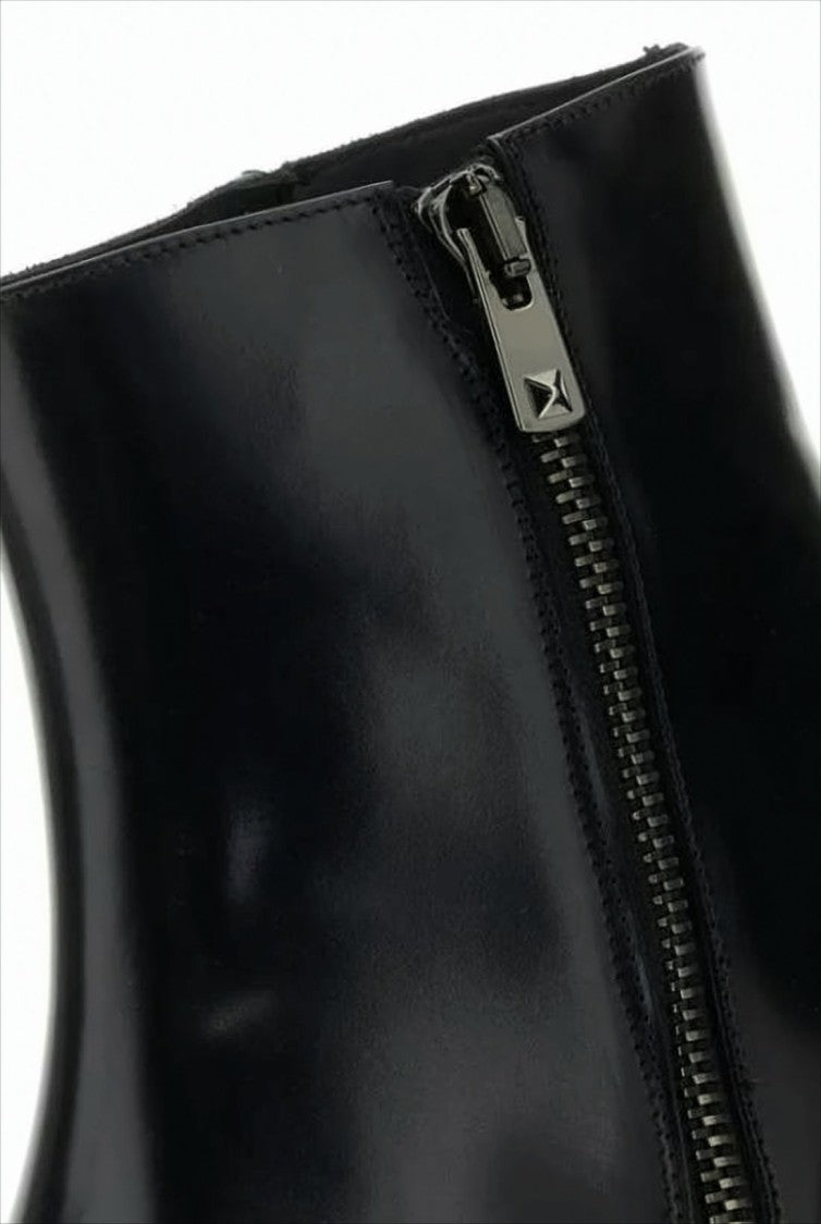 Calf Leather Ankle Boots with Pyramid Studs