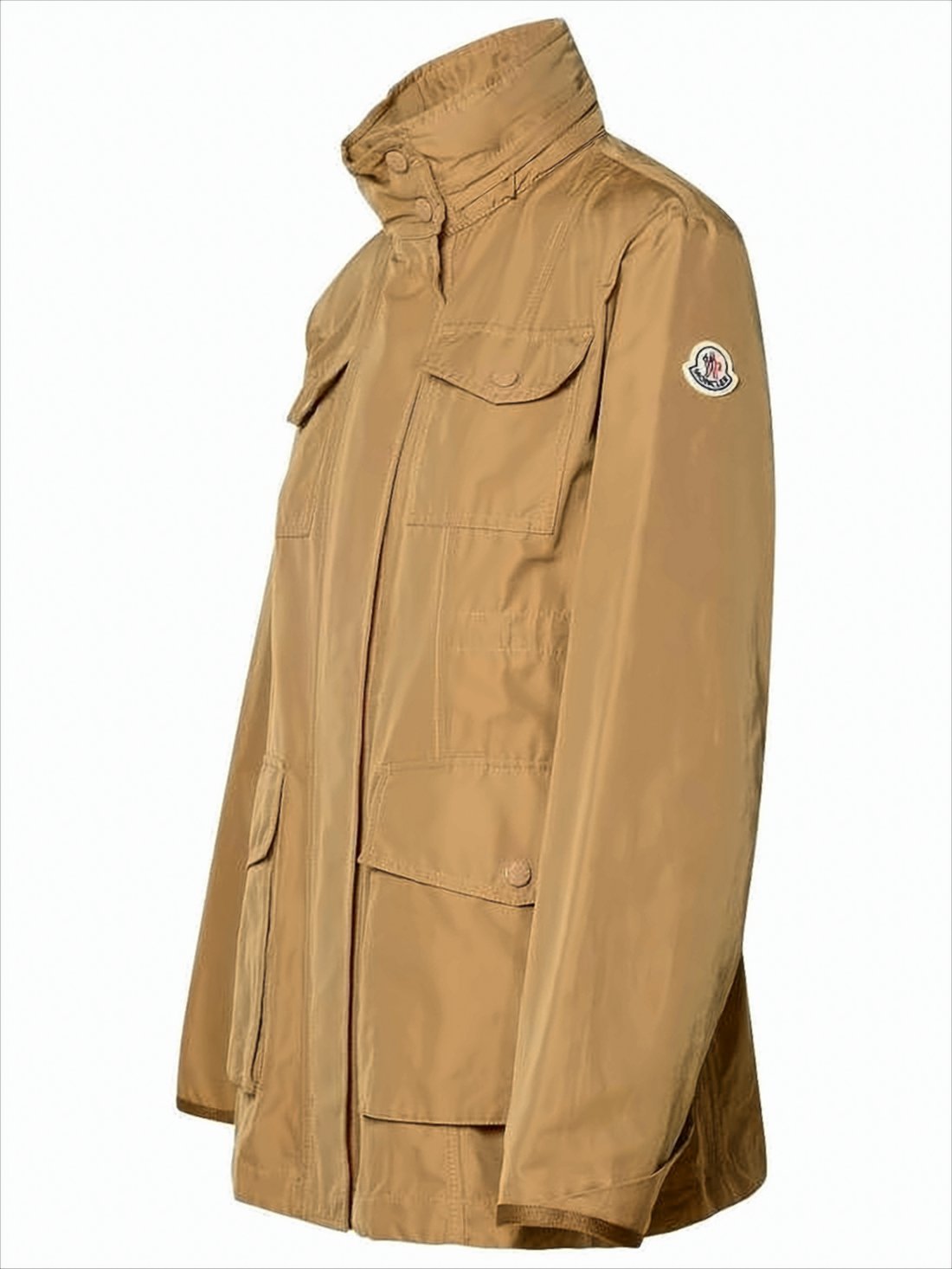 Lightweight Brown Jacket With High Collar And Flap Pockets