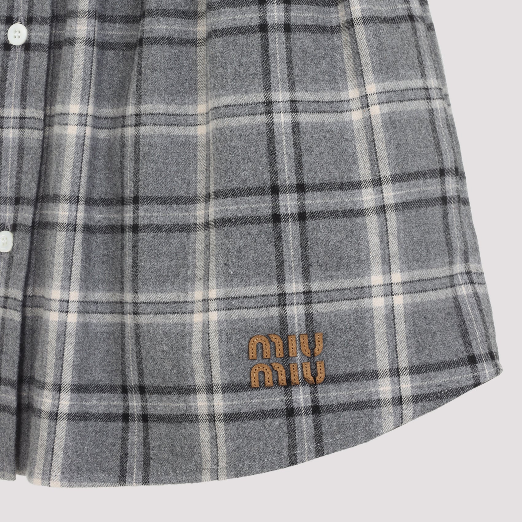 Plaid Mini Skirt with Button-Down Front