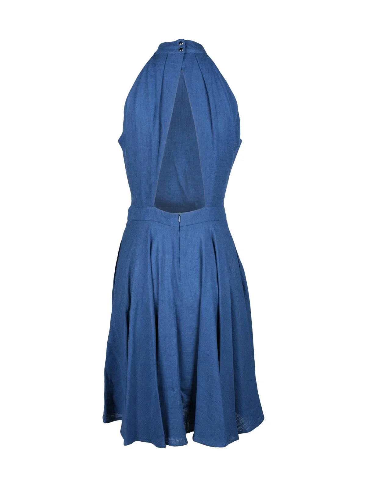 Blue Viscose Linen Midi Dress