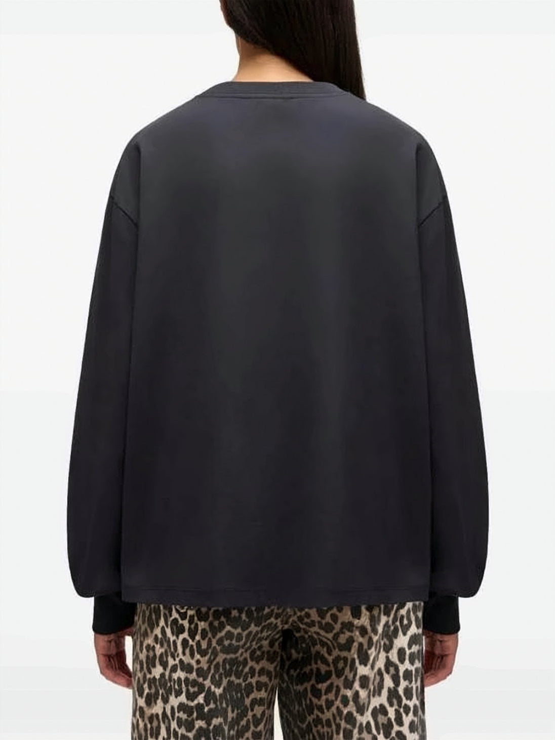 Long-Sleeved Top with Crew Neckline and Tonal Branding