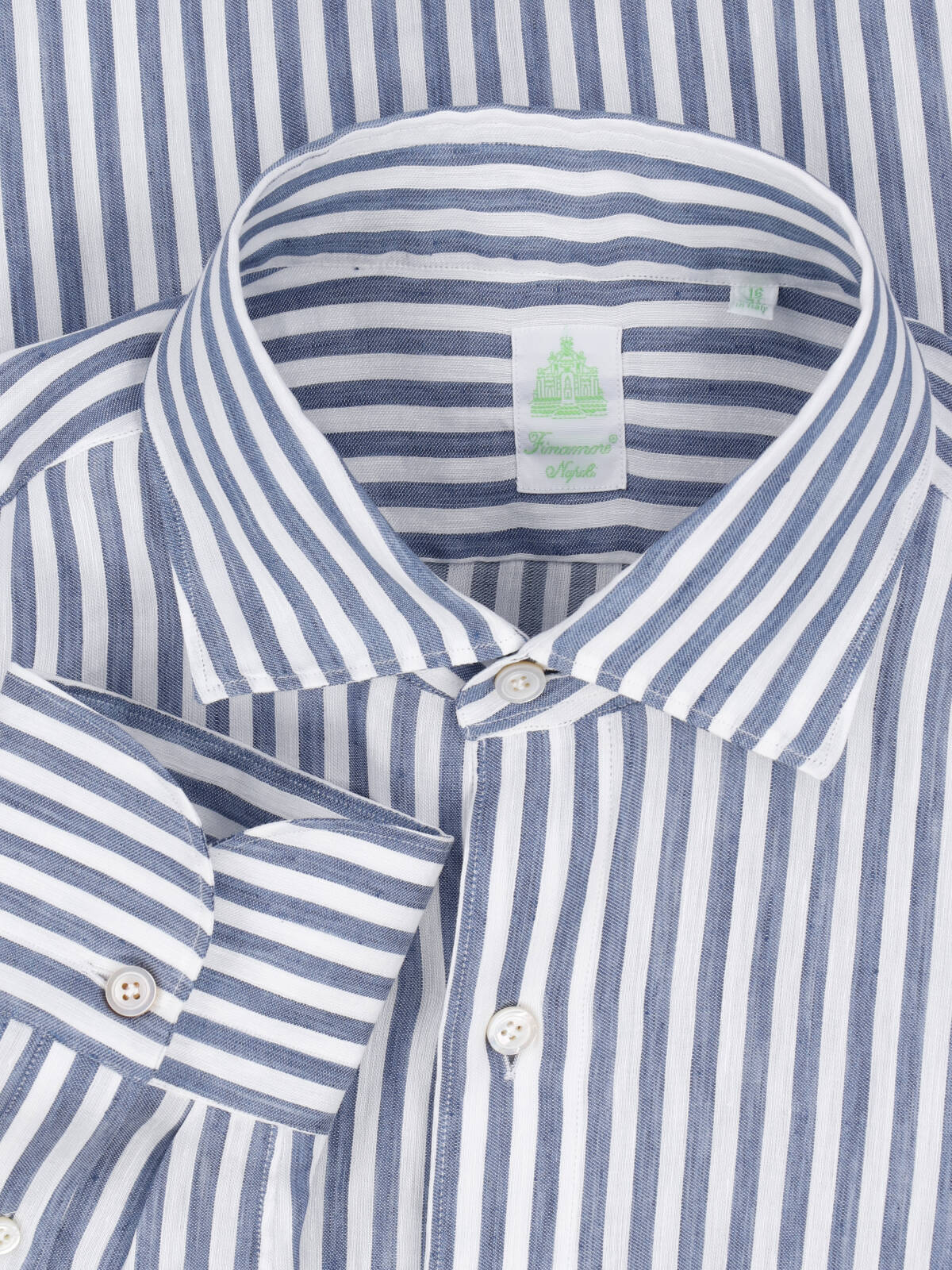 Blue Striped Classic Collar Linen Shirt