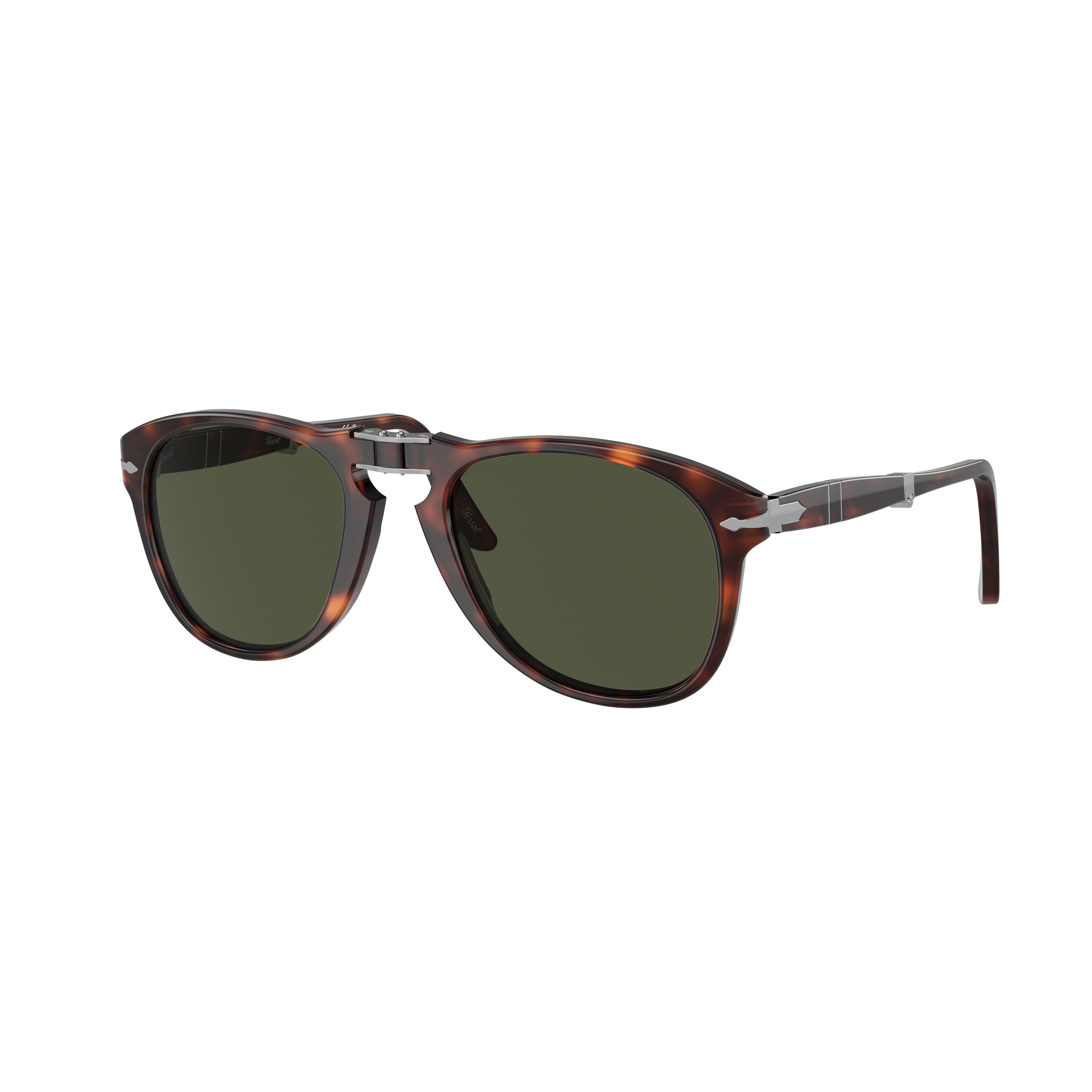 0po0714 Rounded Tortoiseshell Acetate Sunglasses with Silver Accents