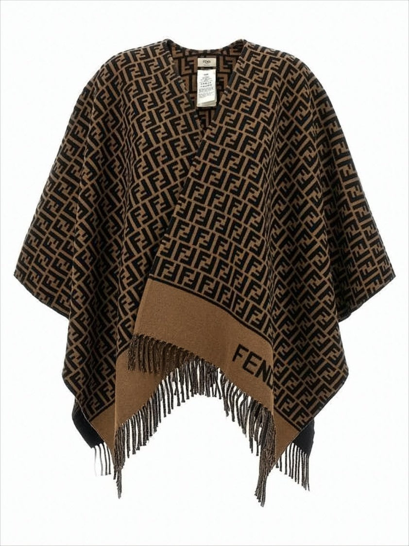 Geometric Monogram Patterned Cape