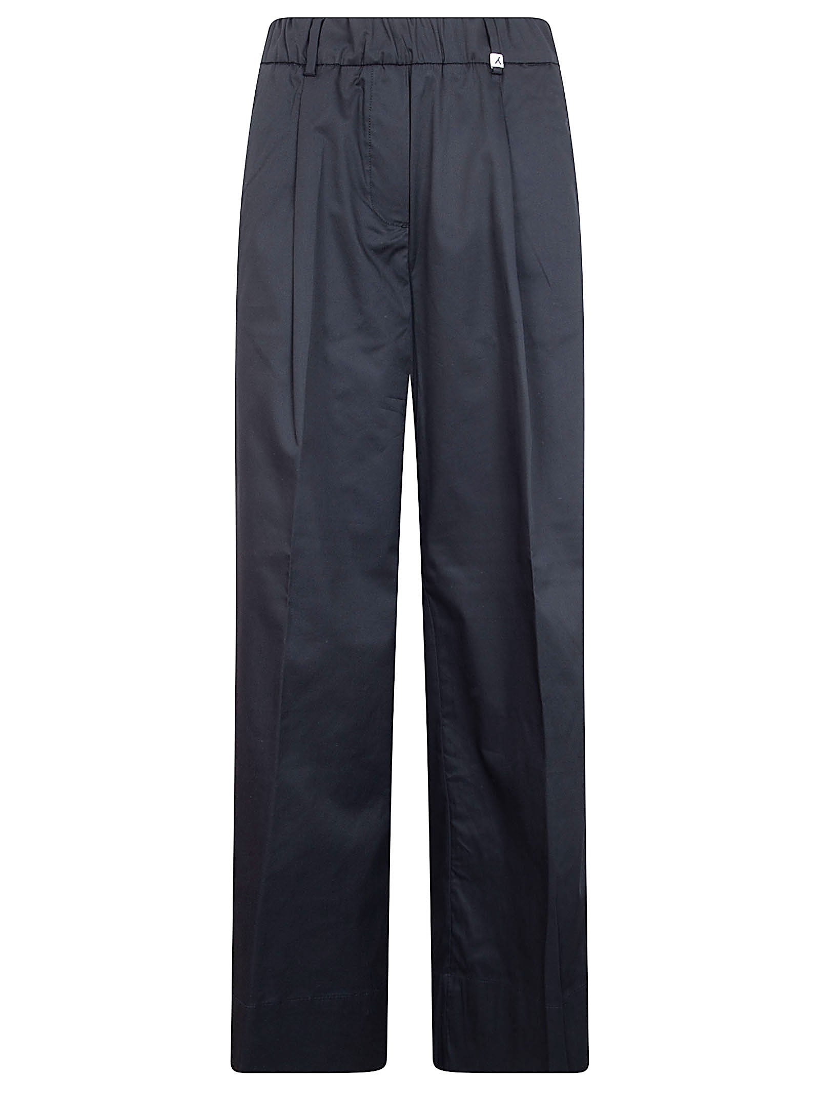 Straight-Leg Black Trousers with Relaxed Fit and Elastic Waistband