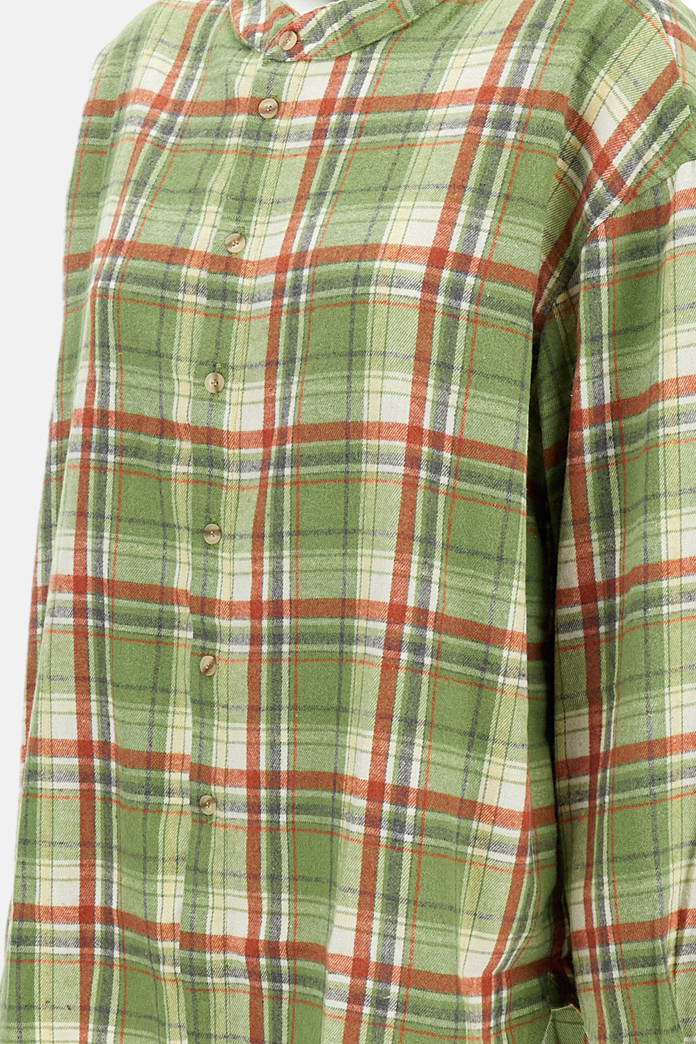 Flared Oversized Long-Sleeved Shirt With Stand-Up Collar