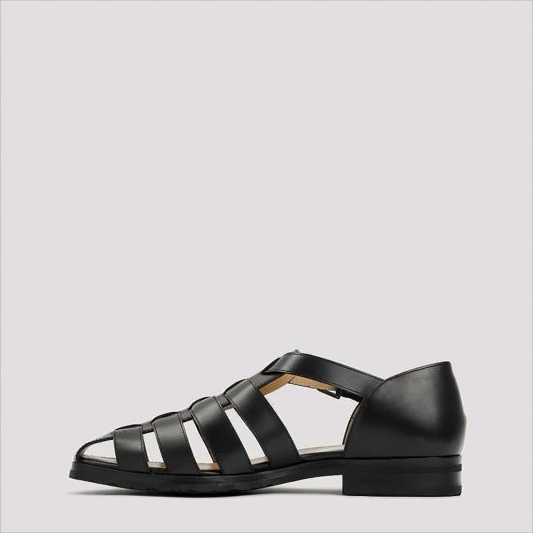 Men's Black Leather DOM Sandal with Closed Heel