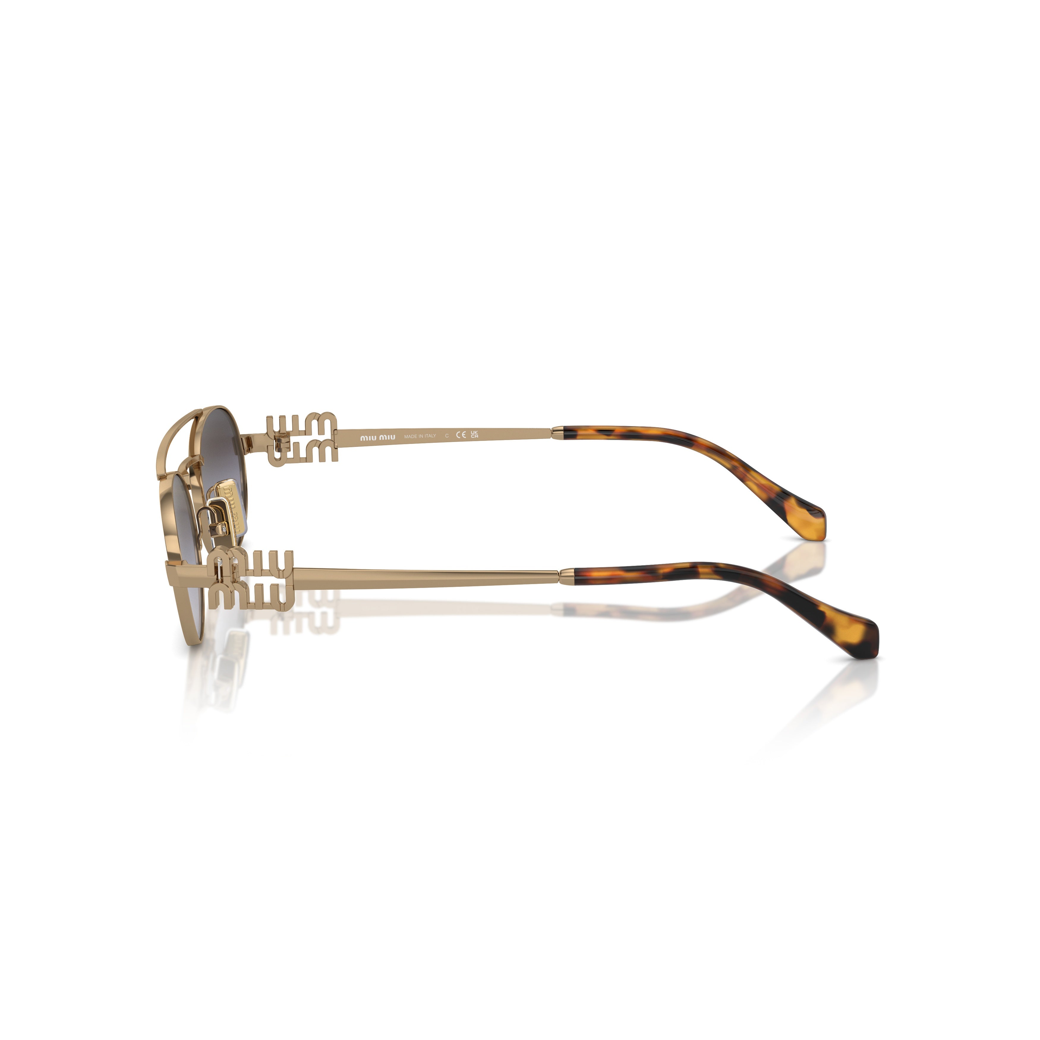 0mu 54zs Oval-Shaped Gold Metal Frame Sunglasses