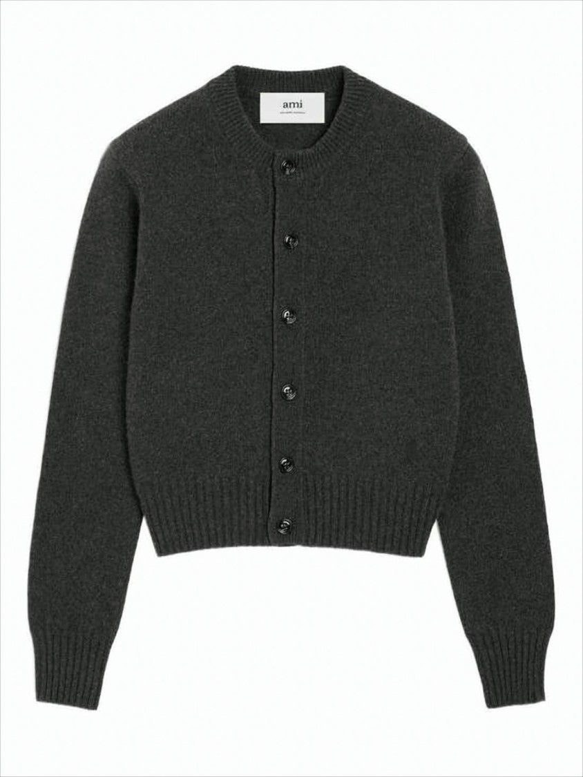 Cropped Cashmere-Wool Cardigan with Button Front