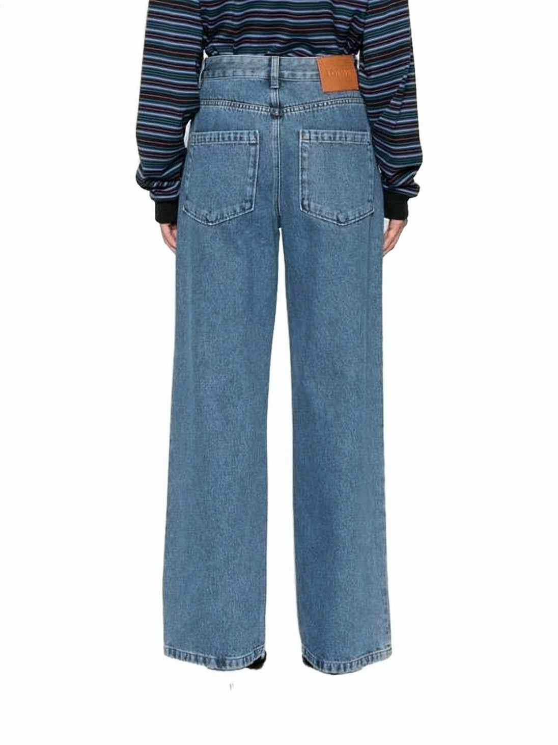 Wide-Leg Denim Pants with Classic Five-Pocket Design
