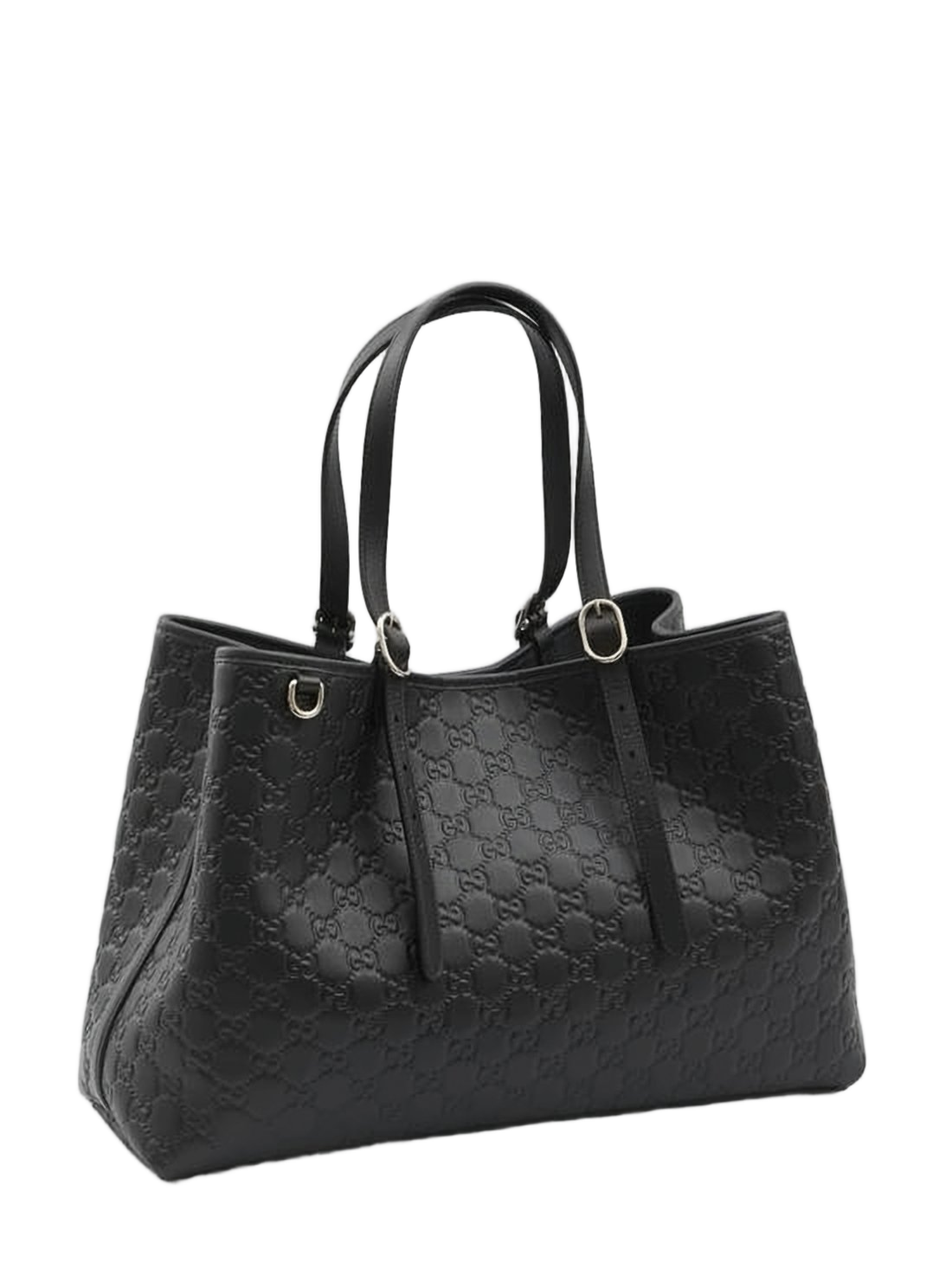 Embossed Leather Tote Bag with Adjustable Handles