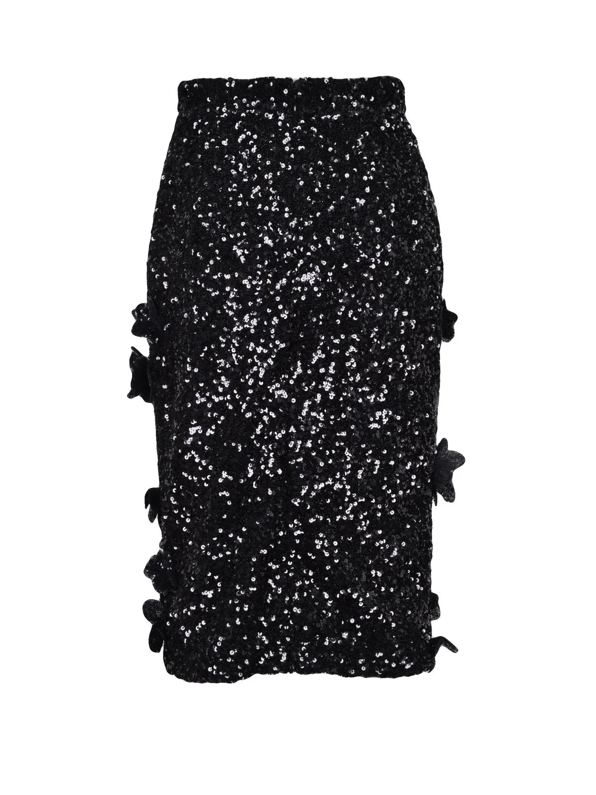 Black Polyester Women's Sequin Pencil Skirt