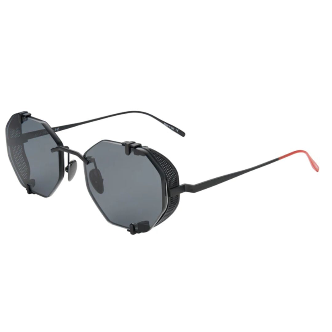 Uttar Ut-1 Octagonal Titanium Sunglasses with Perforated Side Shields