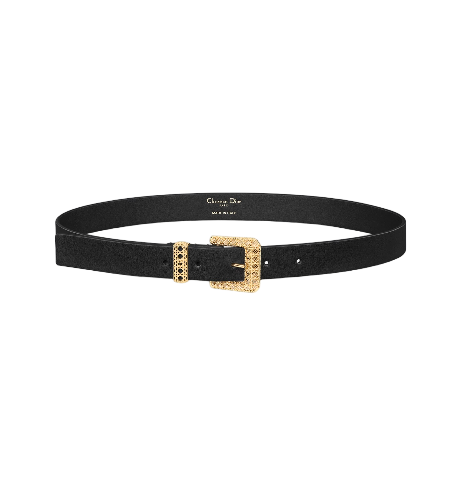 Signature Black Leather Intricate Buckle Belt