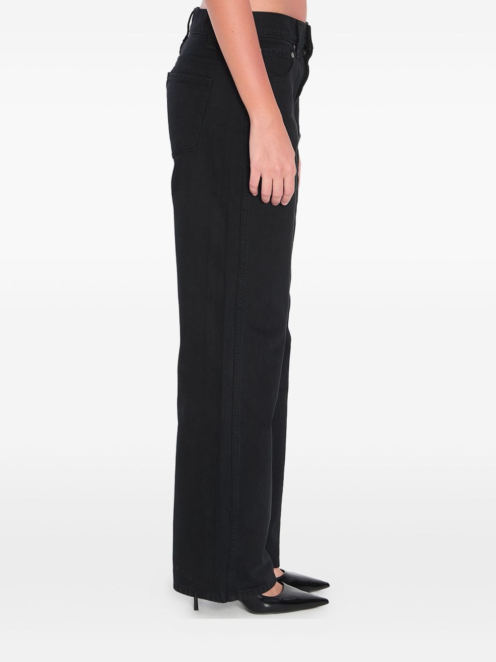 Relaxed Fit Straight Leg Jeans In Soft Black Cotton Denim