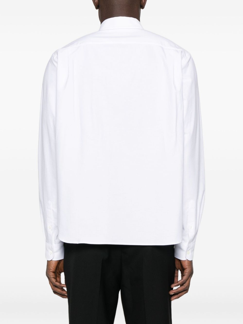 Tailored White Button-Up Shirt With Pointed Collar