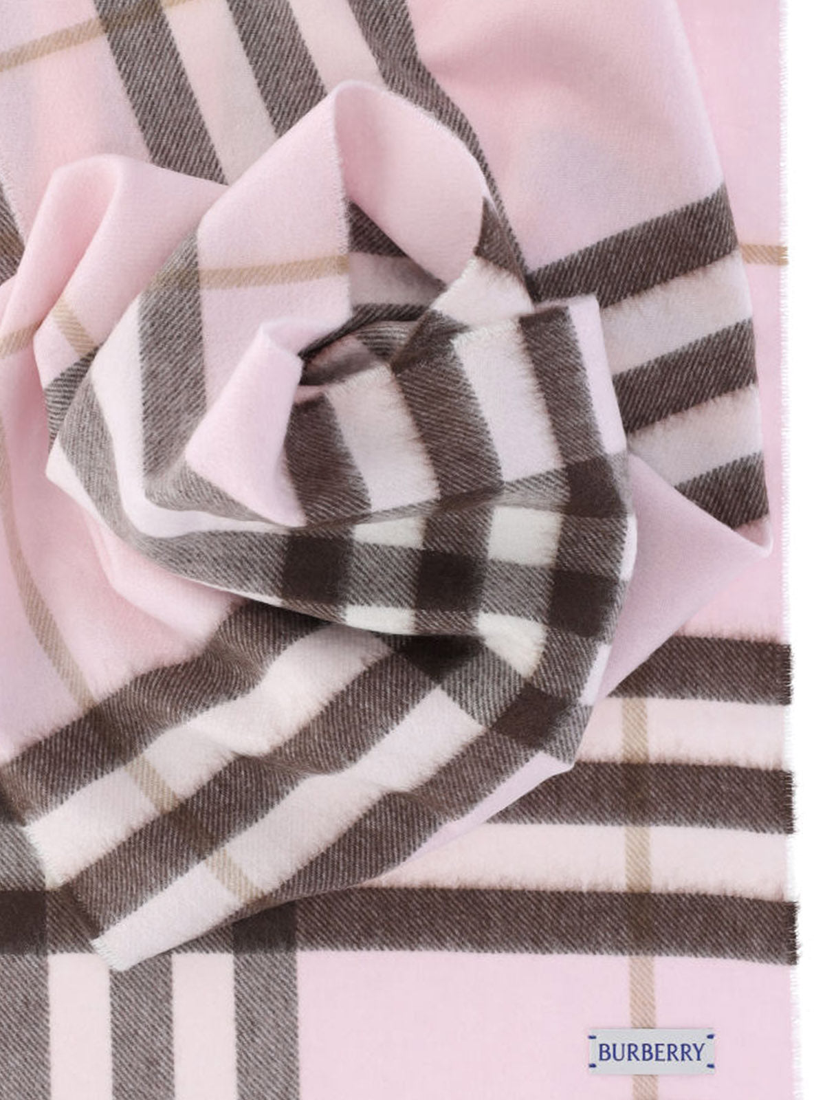 Brushed Cashmere Rectangular Scarf with Iconic Check Pattern