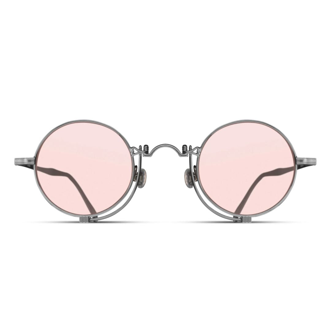 10601h.Sg Round Metal Sunglasses with Soft Pink Tinted Lenses