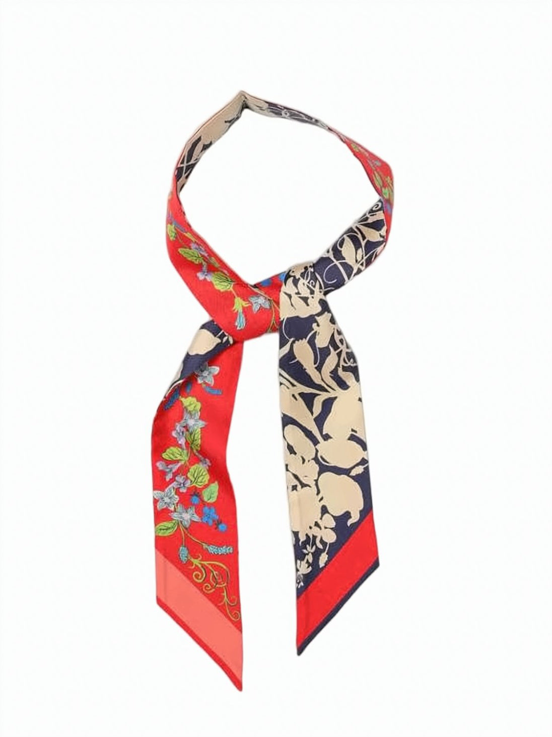Long Silk Scarf with Floral Pattern