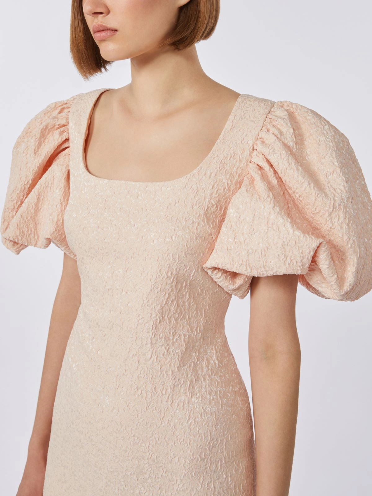 Fitted Midi Dress with Textured Fabric