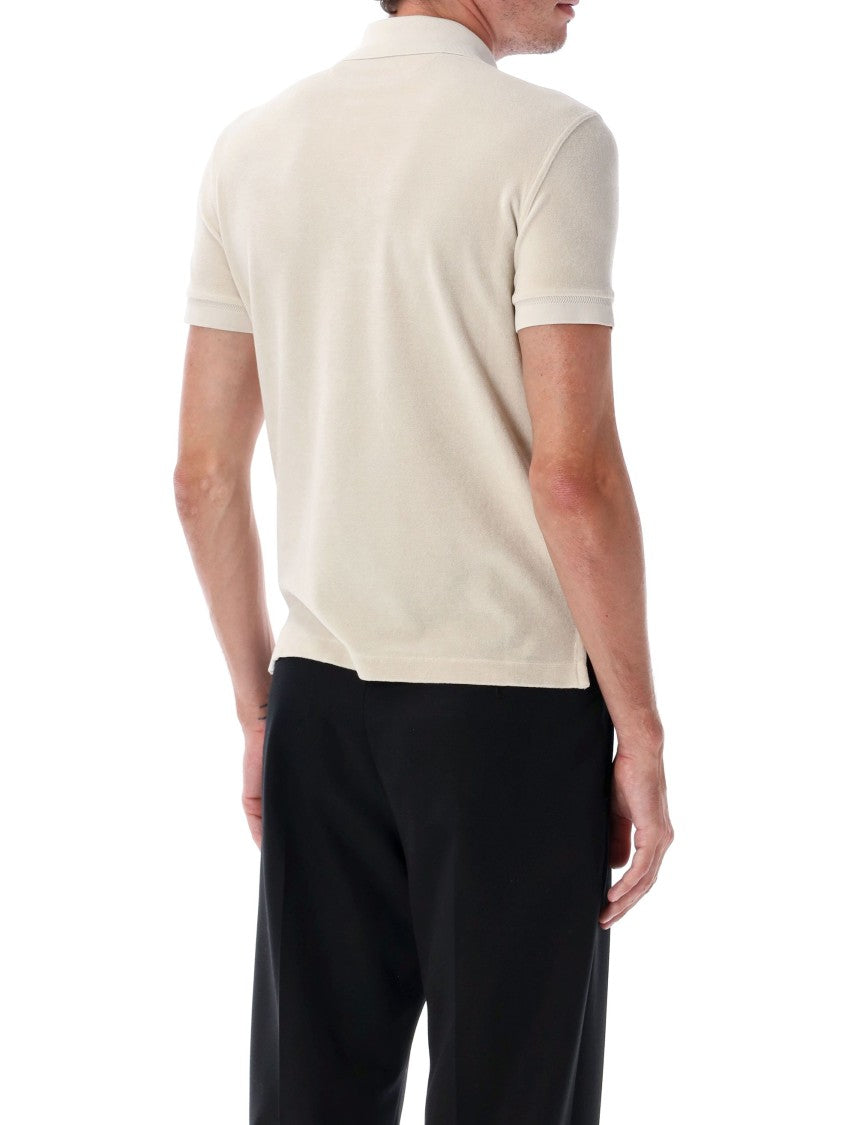 Textured Cotton Blend Towelling Polo