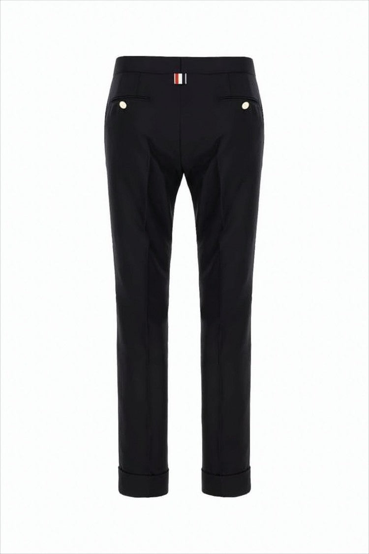 Tailored Black Straight Pants with Cuff Detailing