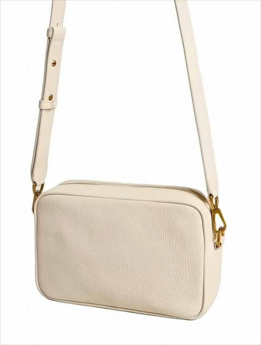 Textured Goatskin Leather Crossbody Bag with Embossed Star Design