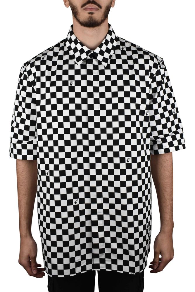 Checkerboard Pattern Cotton Shirt