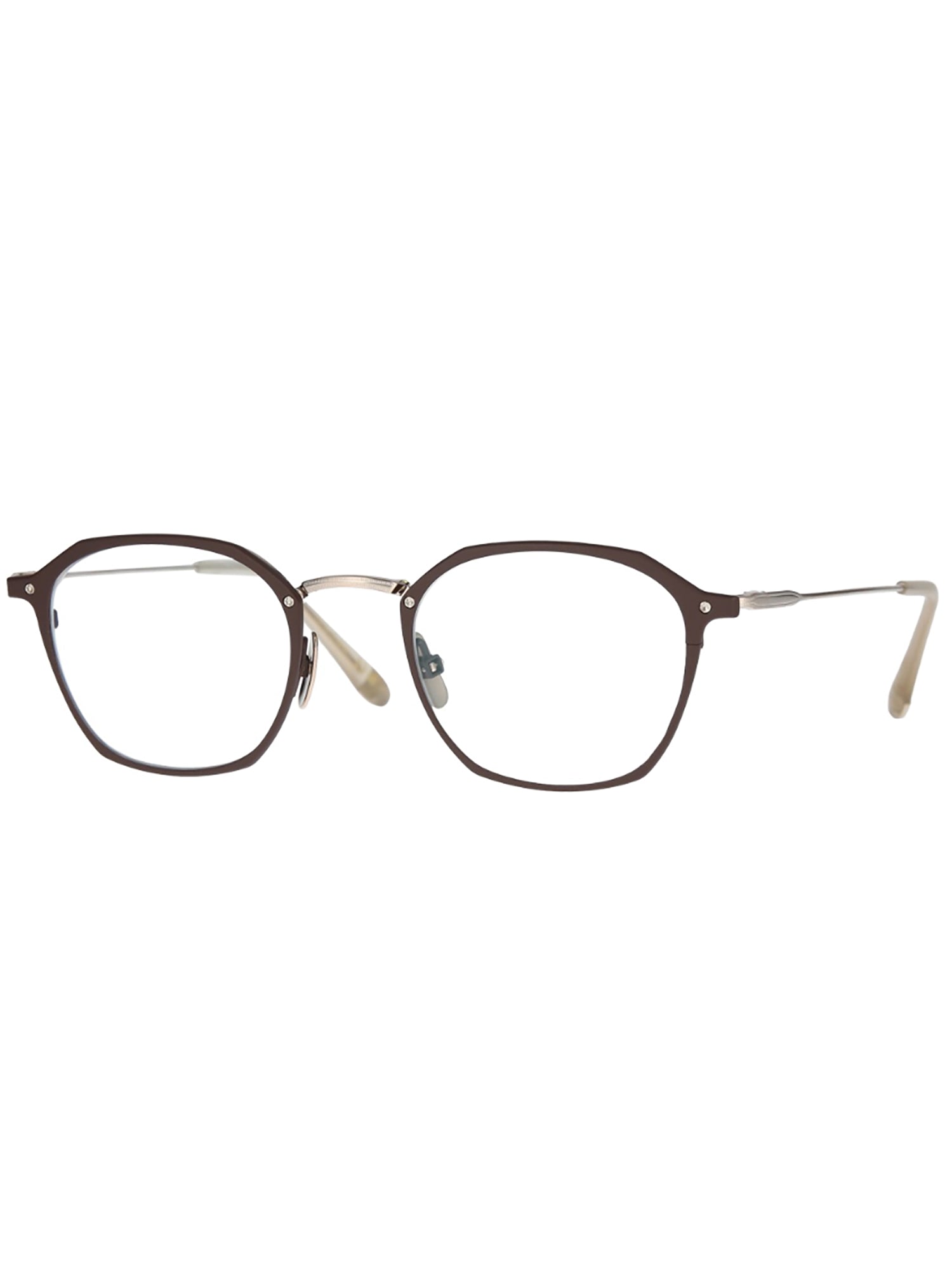 Geometric Titanium Optical Frames with Refined Brown Finish