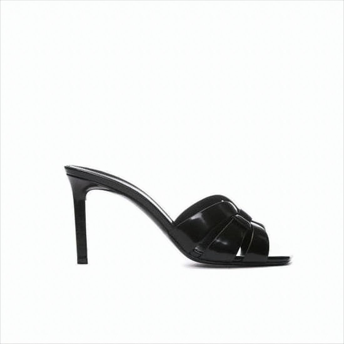 Open Toe High-Heeled Pumps with Interwoven Straps
