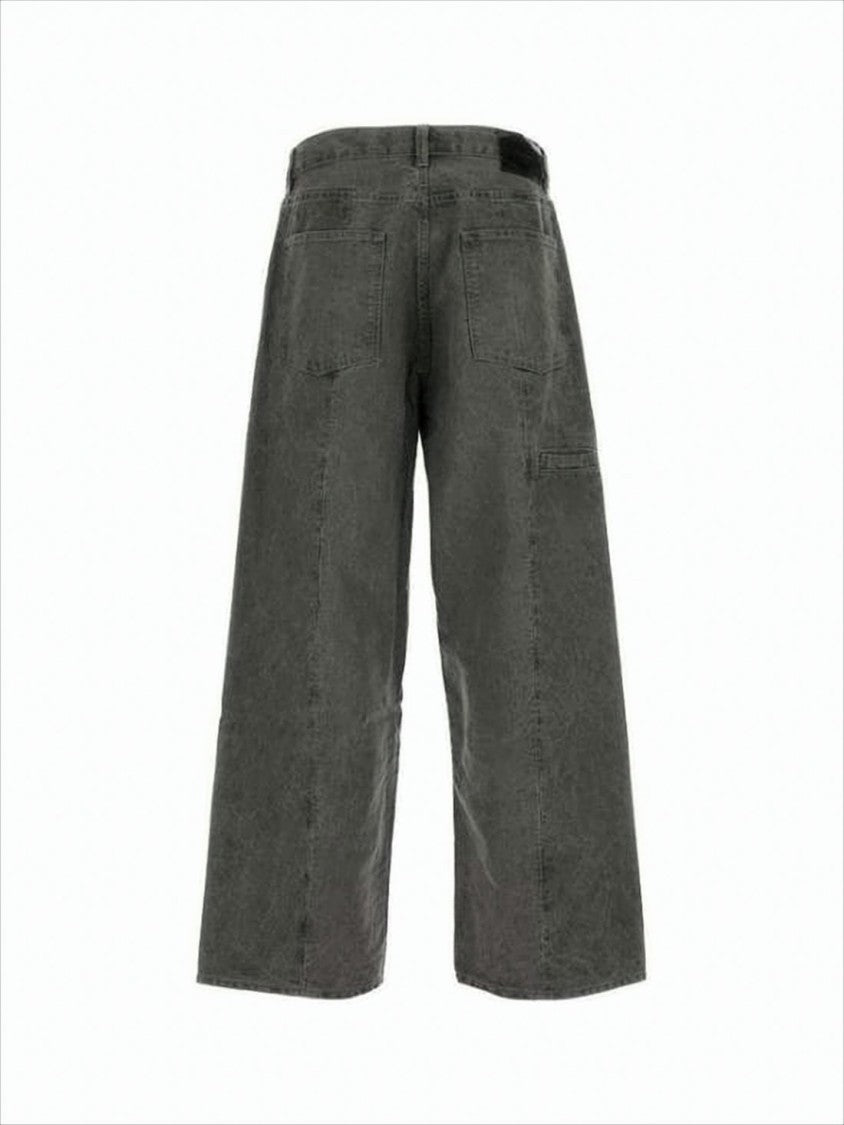 Cropped High-Waist Wide-Leg Denim Pants