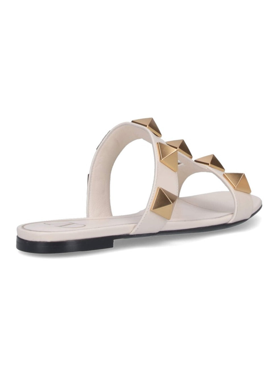 Flat Sandals With Pyramid Gold Studs