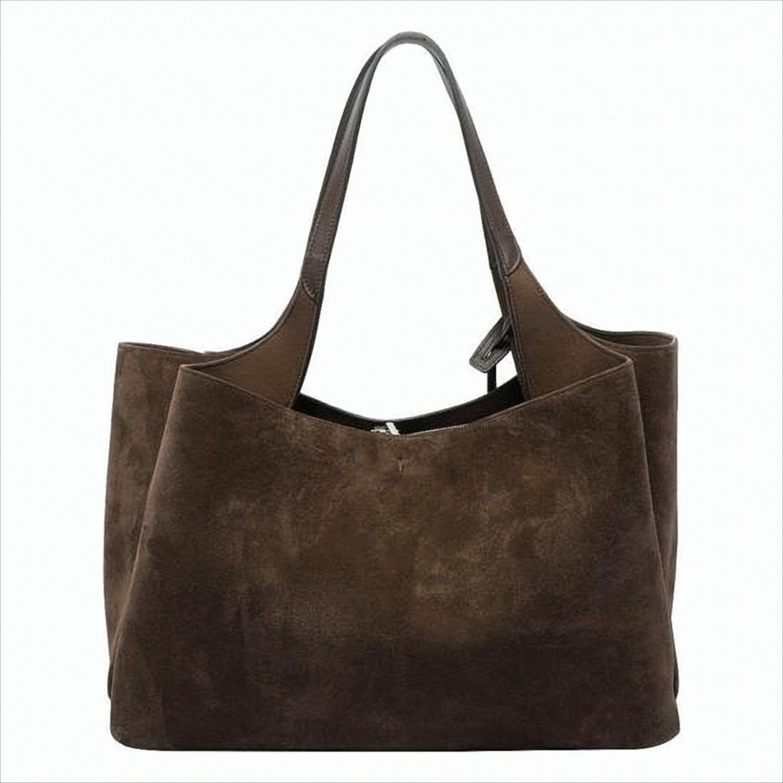 Suede Calf Leather Shoulder Bag With Metallic Detail
