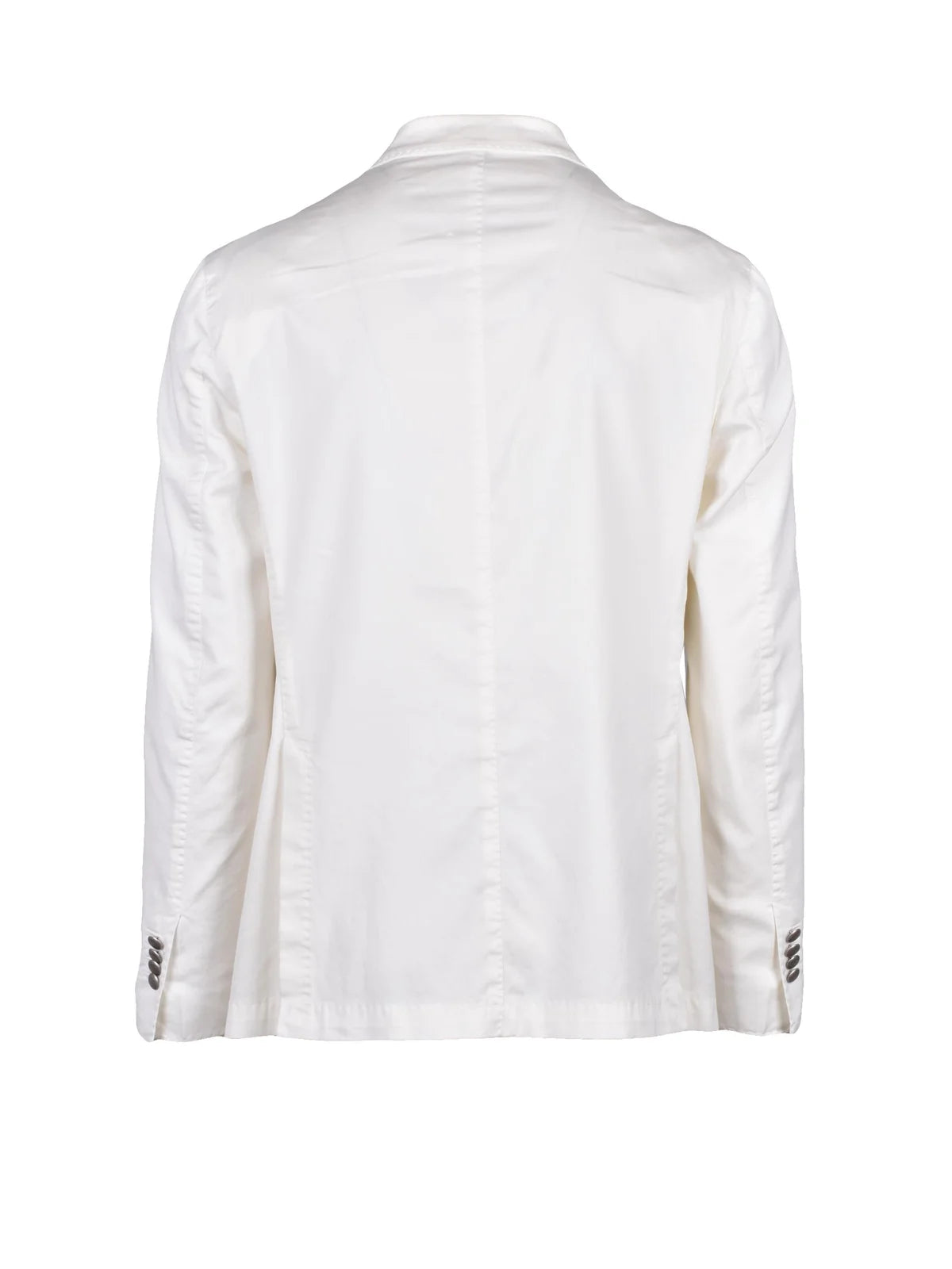 White Cotton Silk Elastane Double-Breasted Jacket