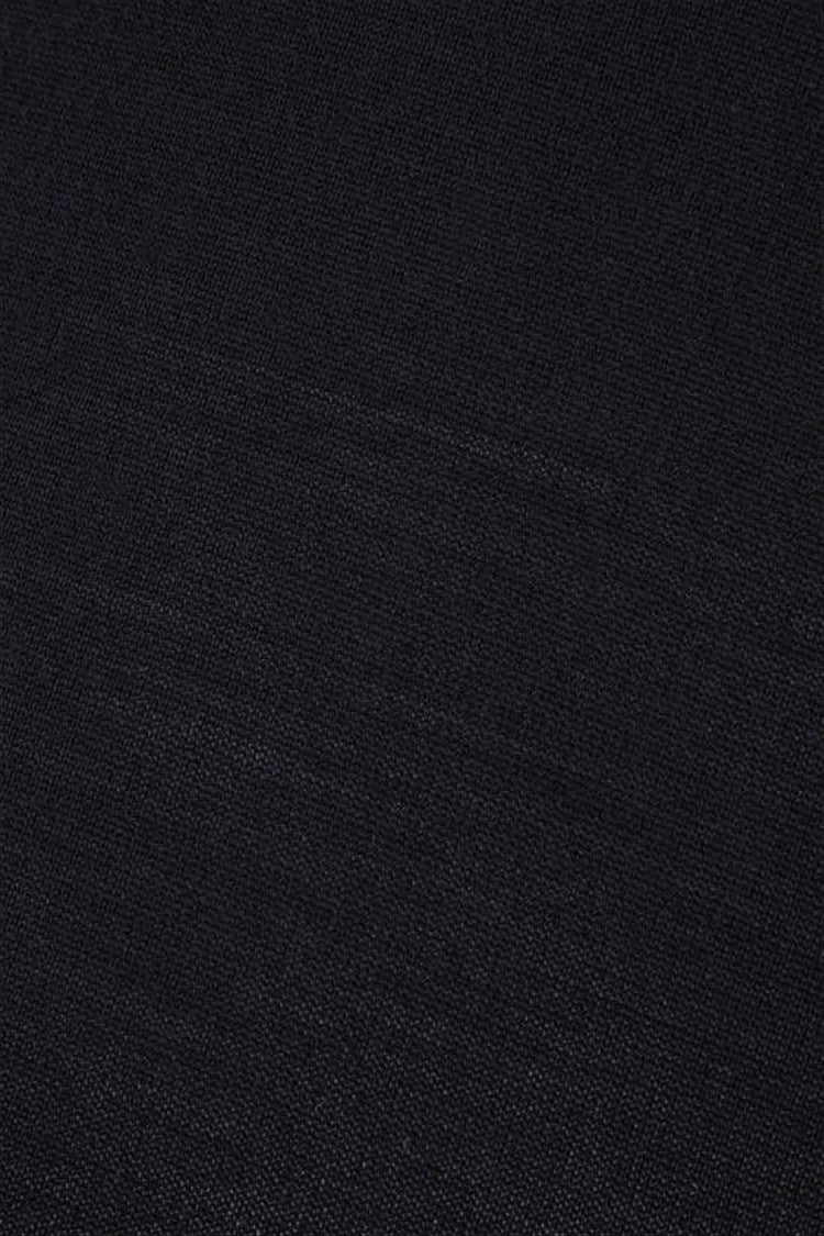 Classic Crew Neck Black Merino Wool Sweater with Ribbed Texture