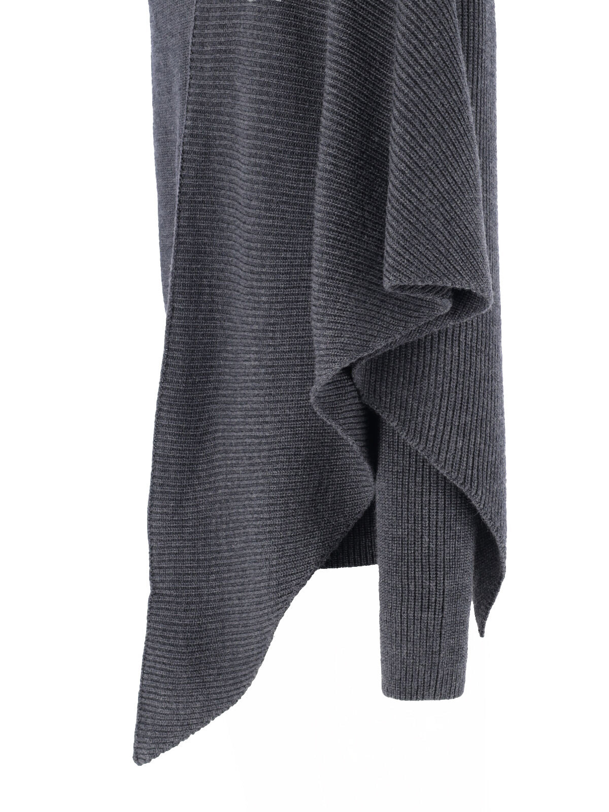 Black Asymmetrical Ribbed Knit Top