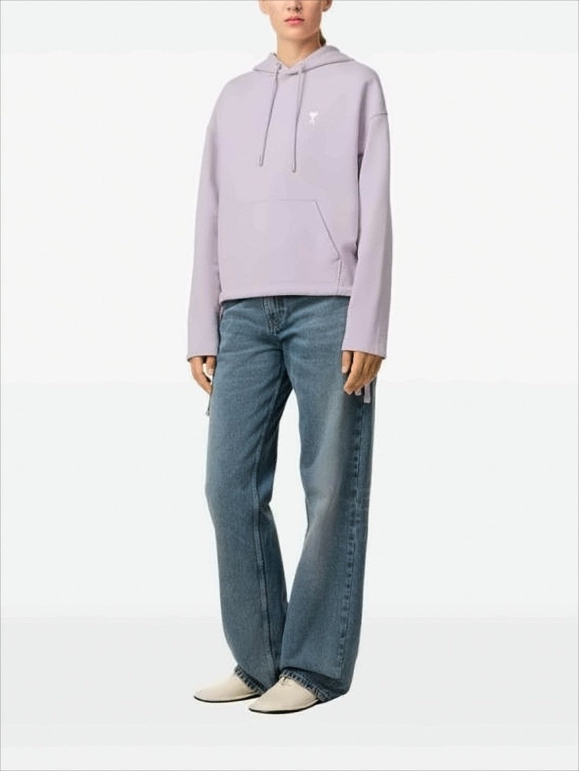 Cropped Lilac Hoodie with Drawstring and Adjustable Ties