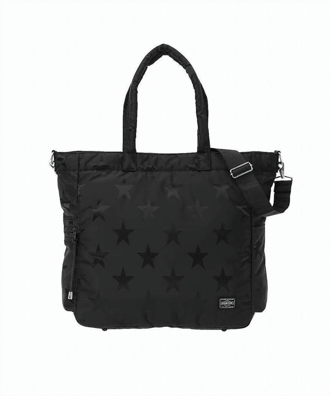 Black Embossed Star Pattern Nylon Tote Bag