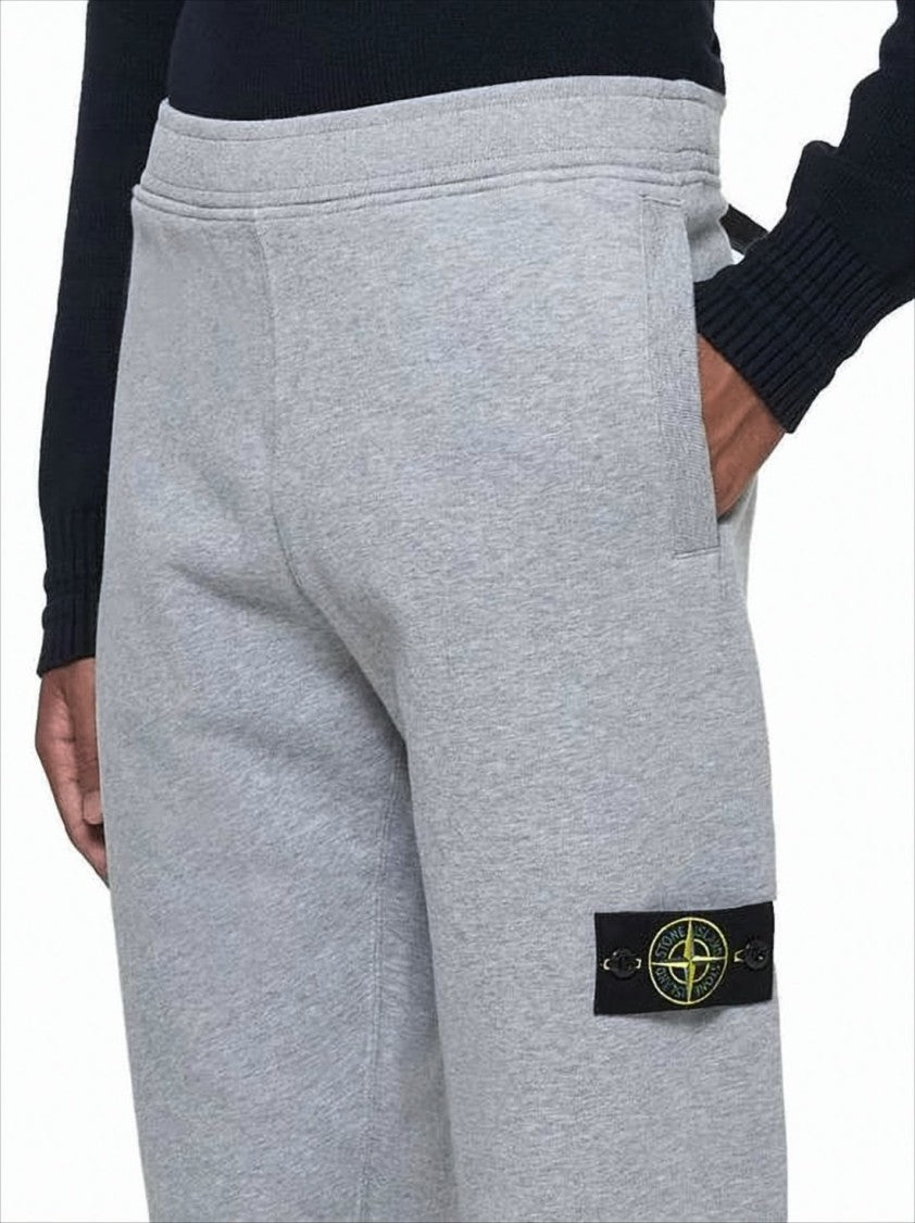 Light Grey Relaxed Fit Jogger Pants with Iconic Patch Logo