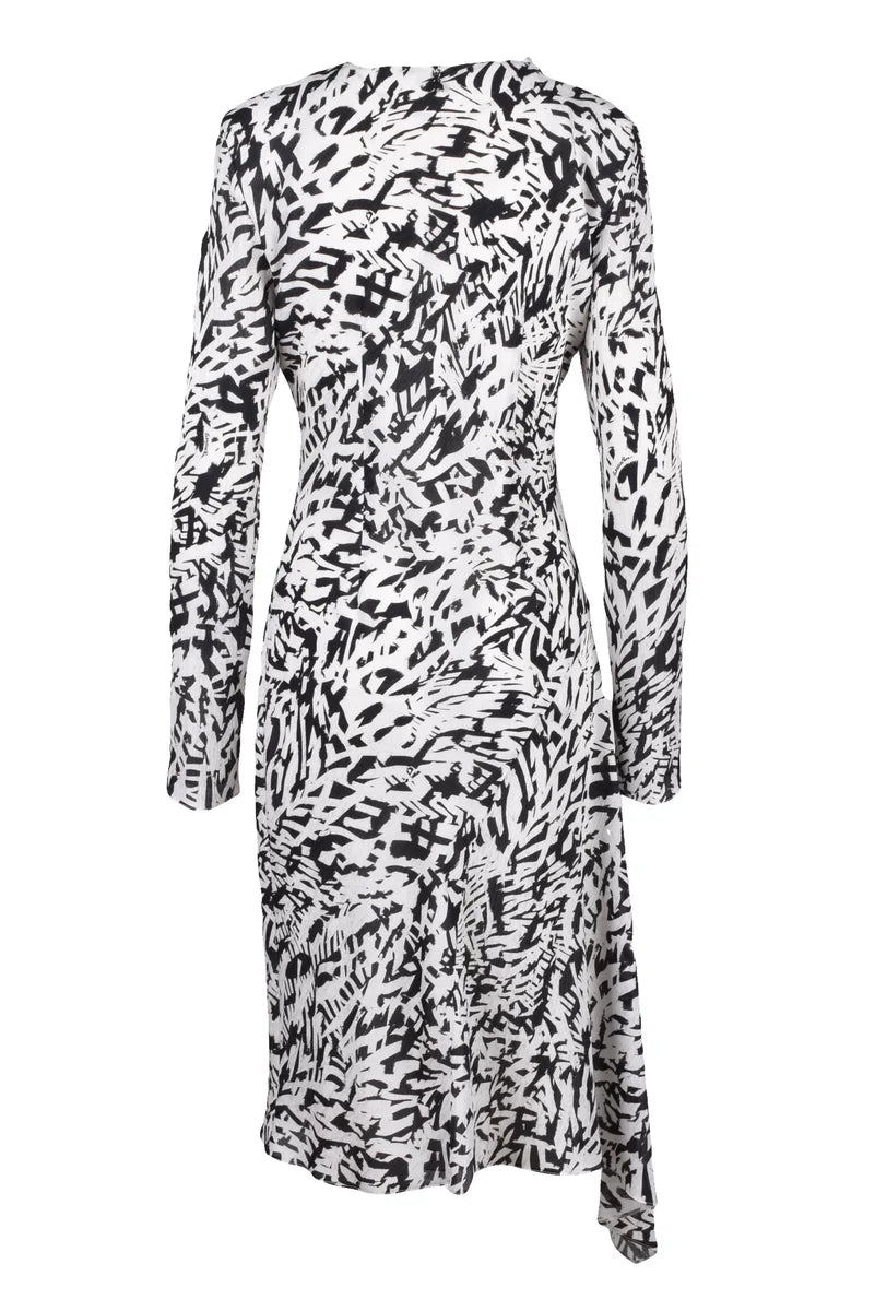 Long Flared Dress - White/Black