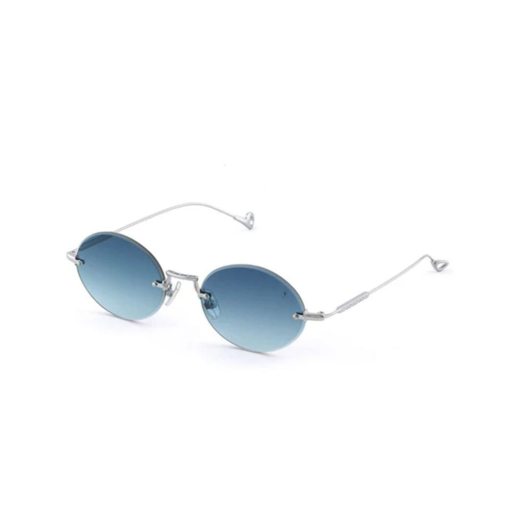 Met C.1-26 Oval-Shape Gradient Blue Tint Sunglasses with Metal Frame