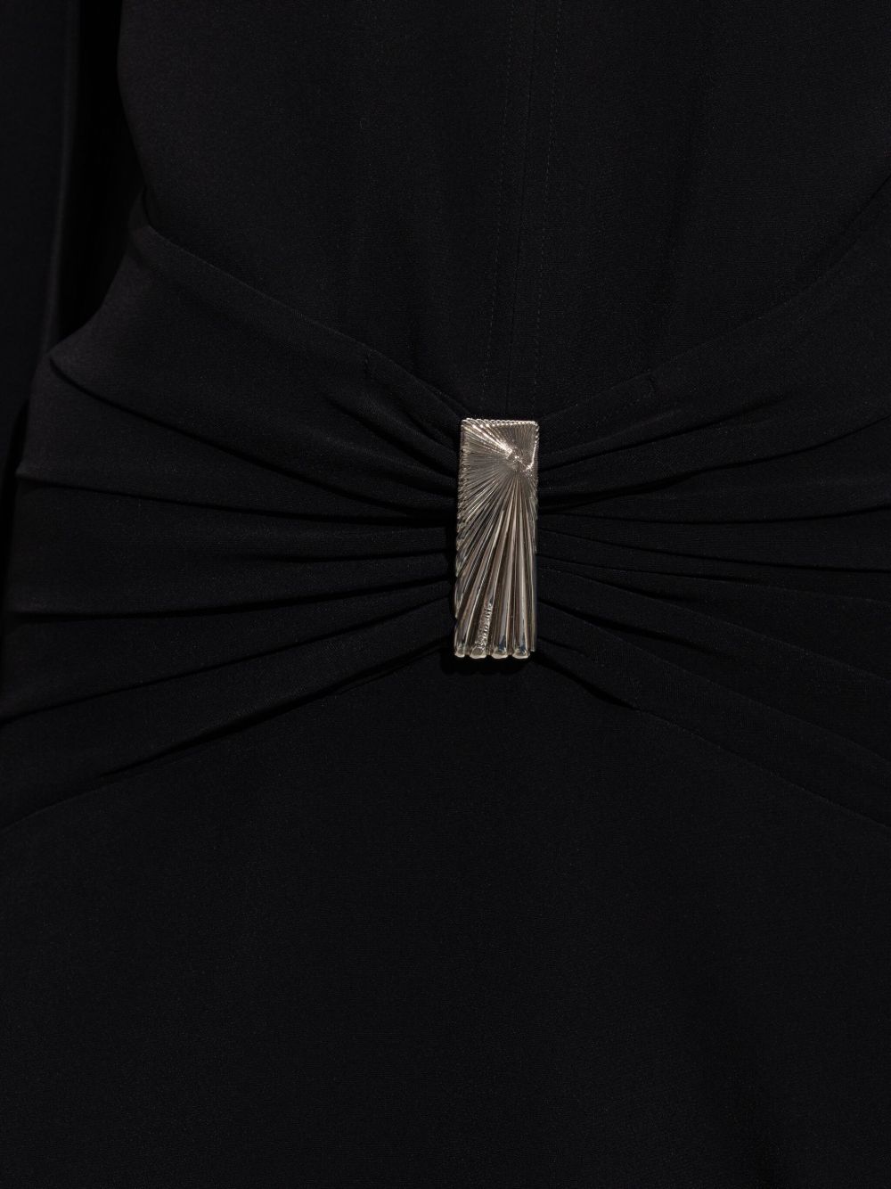 Long-Sleeved Black Cady Mini Dress