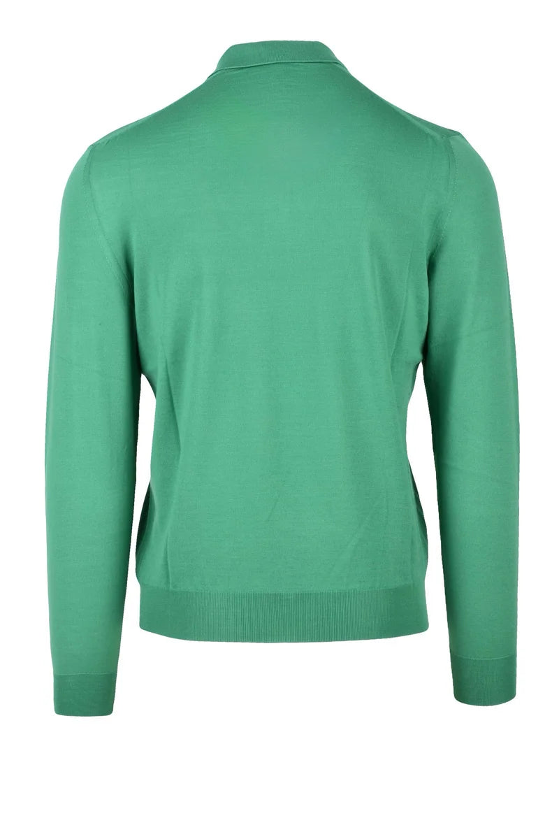 Merino Wool Knit Polo - Green