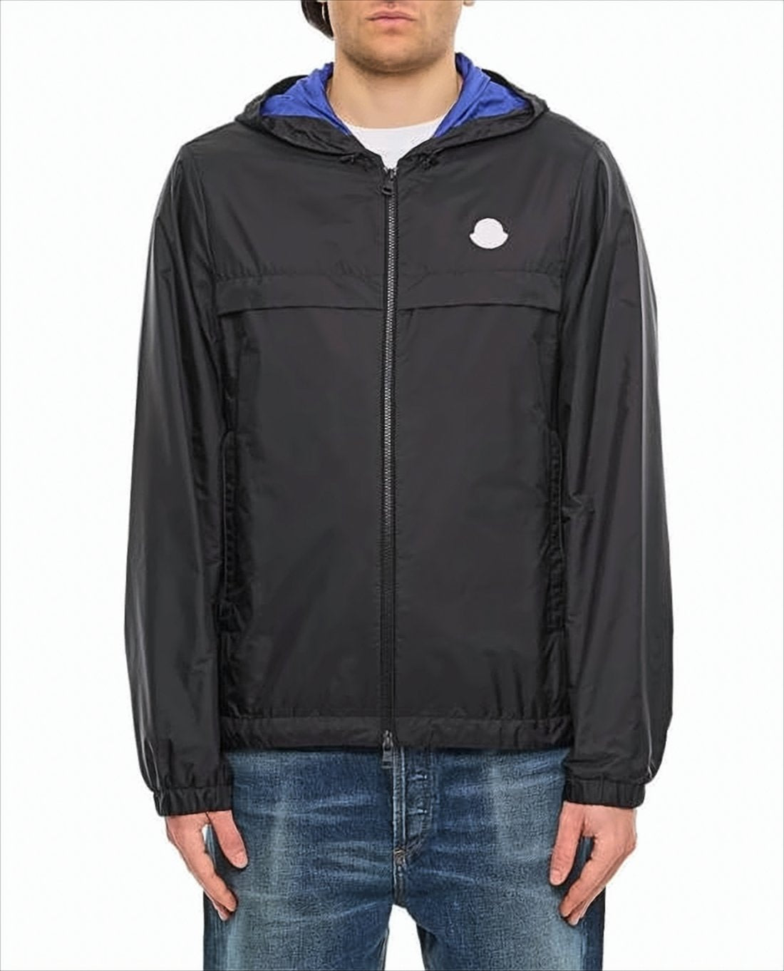 Hooded Black Casual Jacket with Contrasting Lining